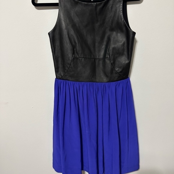 Amanda Uprichard Martini Black Leather & Purple Silk Dress Small Goth Grunge - Picture 2 of 7